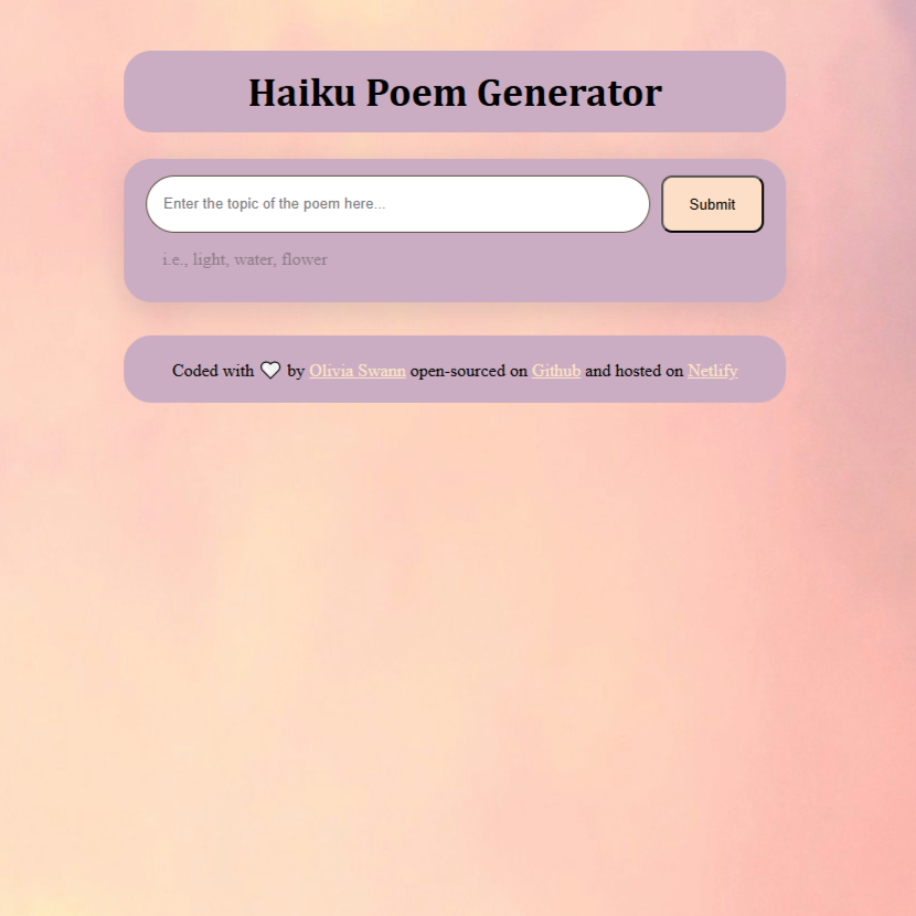 haiku poem
          generator